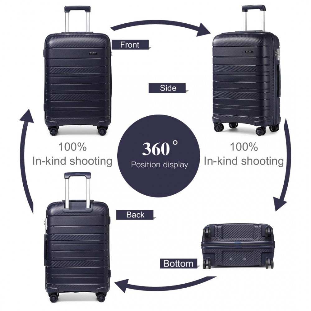bag  Kono Multi Texture Hard Shell PP Suitcase Navy Moda Bags Moda Bags