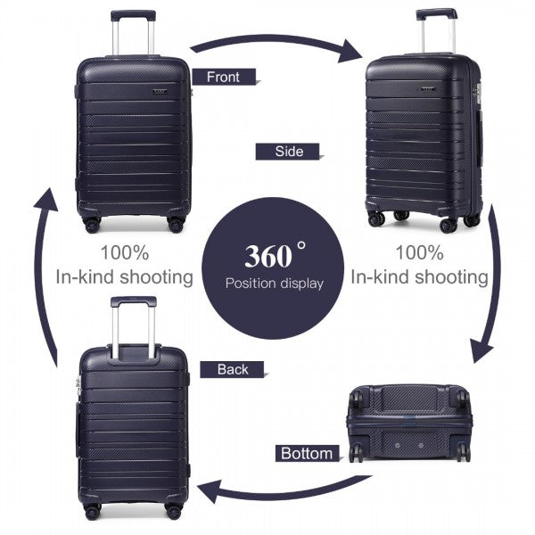 Kono Multi Texture Hard Shell PP Suitcase Navy