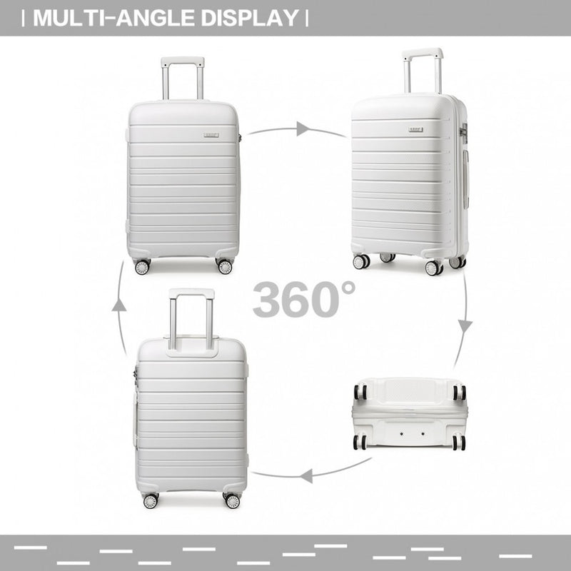 Kono 28 Inch Multi Texture Hard Shell PP Suitcase - Classic Collection - White