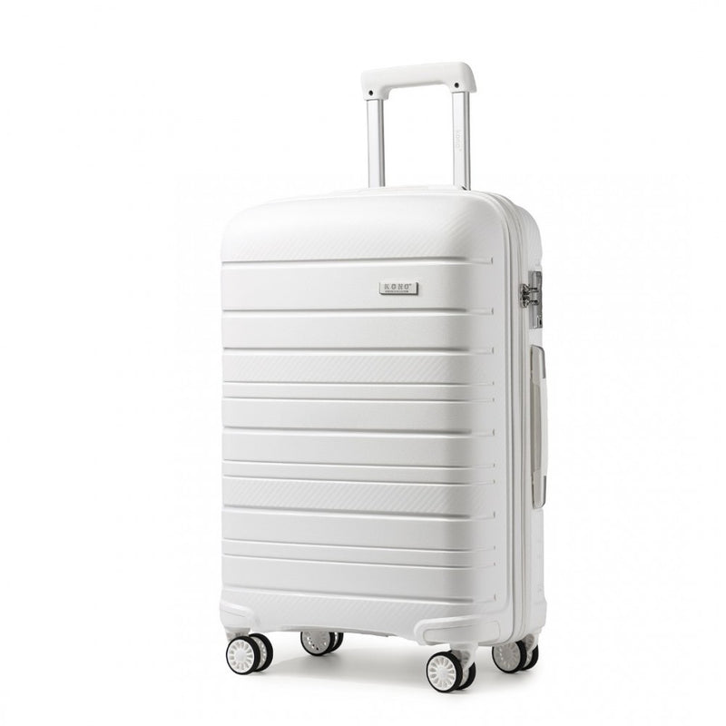 Kono 24 Inch Multi Texture Hard Shell PP Suitcase - Classic Collection - Cream