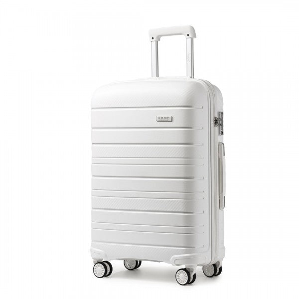 Kono 28 Inch Multi Texture Hard Shell PP Suitcase - Classic Collection - White