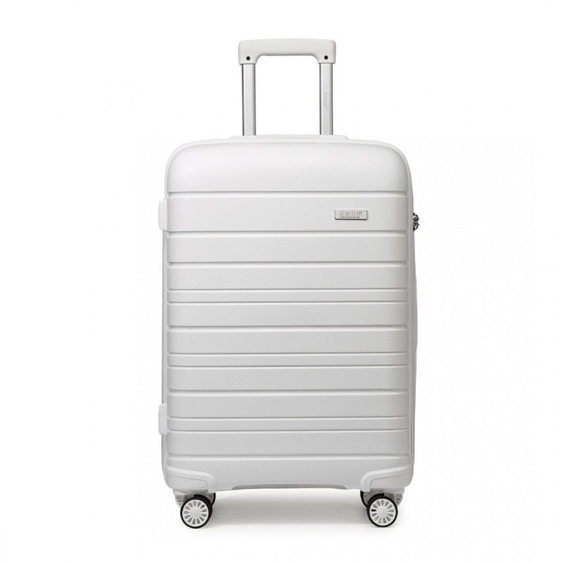 Kono 28 Inch Multi Texture Hard Shell PP Suitcase - Classic Collection - White