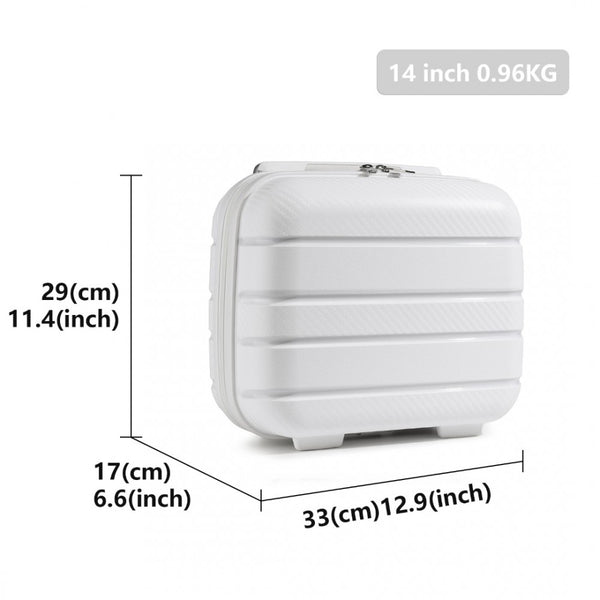 K2091L - Kono 14 Inch Multi Texture Hard Shell PP Vanity Case - Classic Collection - White