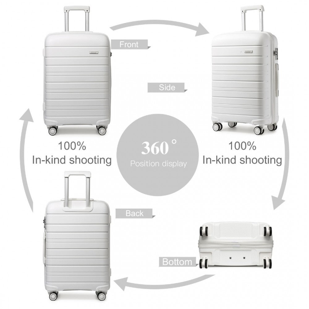 bag  Kono Multi Texture Hard Shell PP Suitcase White Moda Bags Moda Bags