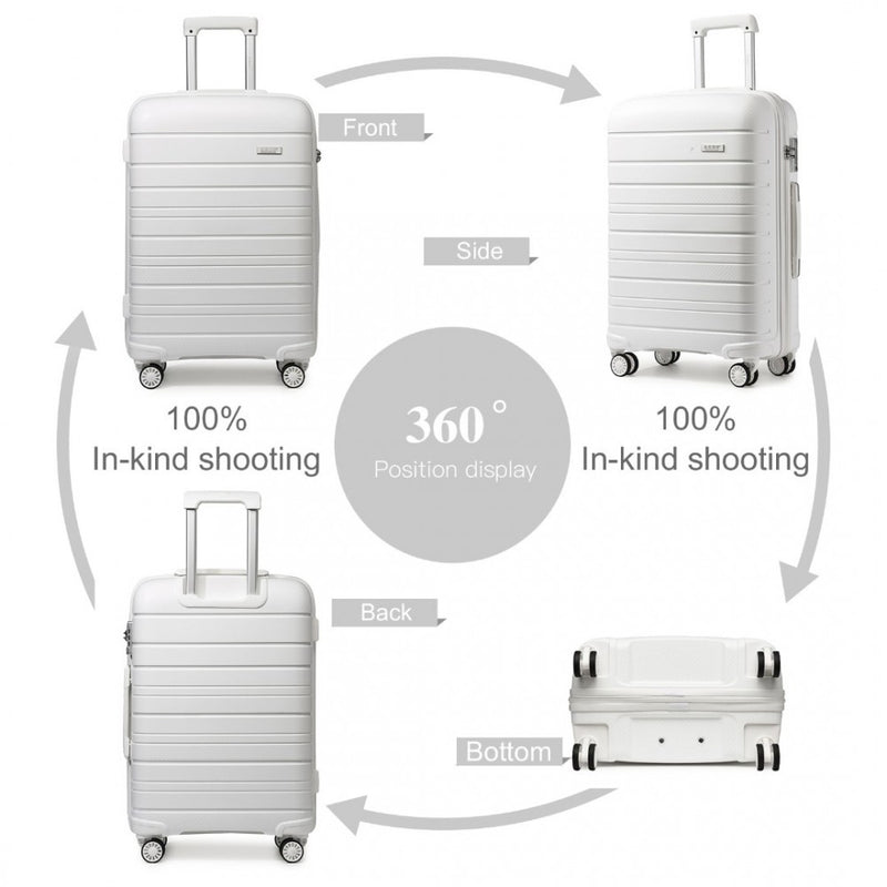 Kono Multi Texture Hard Shell PP Suitcase White