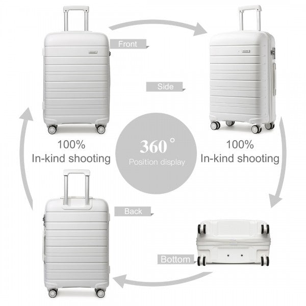 bag  Kono Multi Texture Hard Shell PP Suitcase White Moda Bags Moda Bags