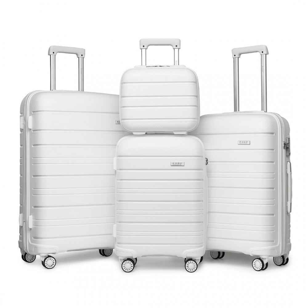 bag  Kono Multi Texture Hard Shell PP Suitcase White Moda Bags Moda Bags