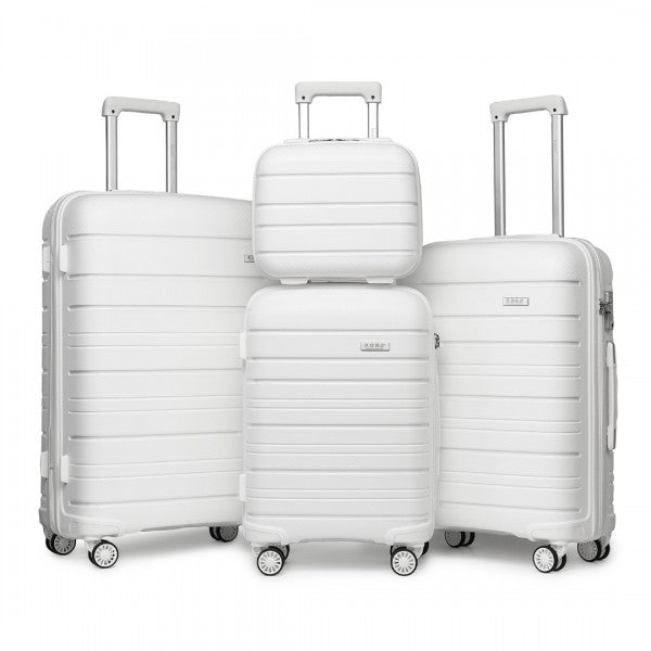 bag  Kono Multi Texture Hard Shell PP Suitcase White Moda Bags Moda Bags