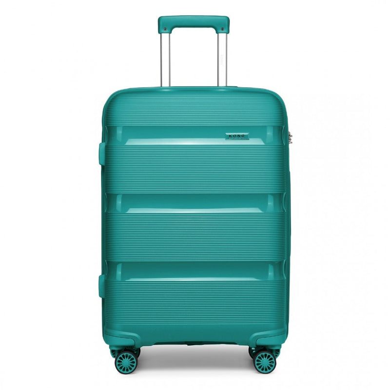 Kono 20 Inch Bright Hard Shell PP Carry-On Suitcase In Cabin Size - Blue/Green