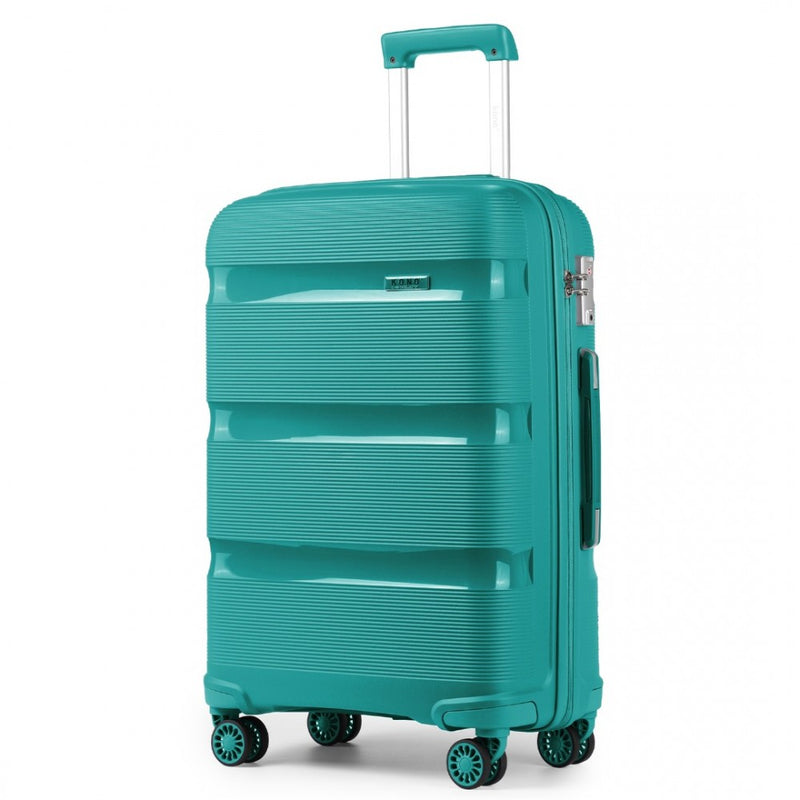 Kono 20 Inch Bright Hard Shell PP Carry-On Suitcase In Cabin Size - Blue/Green