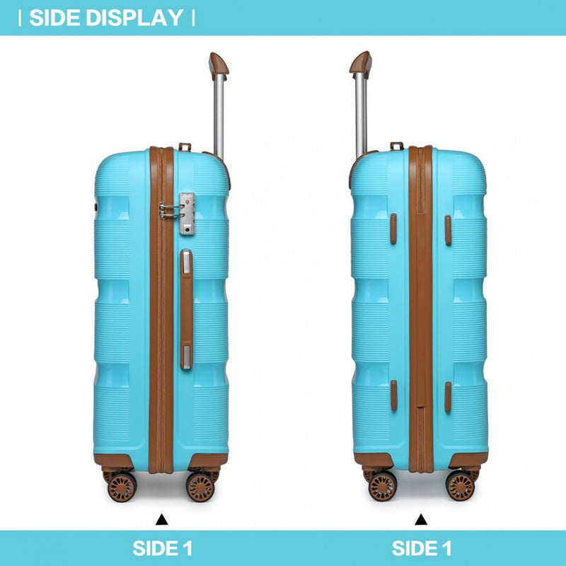 Kono 20 Inch Bright Hard Shell PP Carry-On Suitcase In Cabin Size - Blue And Brown