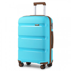 Kono 24 Inch Bright Hard Shell PP Suitcase - Classic Collection - Blue And Brown