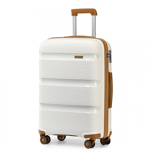 Kono 24 Inch Bright Hard Shell PP Suitcase - Classic Collection - Cream