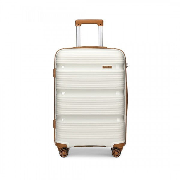 Kono 20 Inch Bright Hard Shell PP Carry-On Suitcase In Cabin Size - Cream