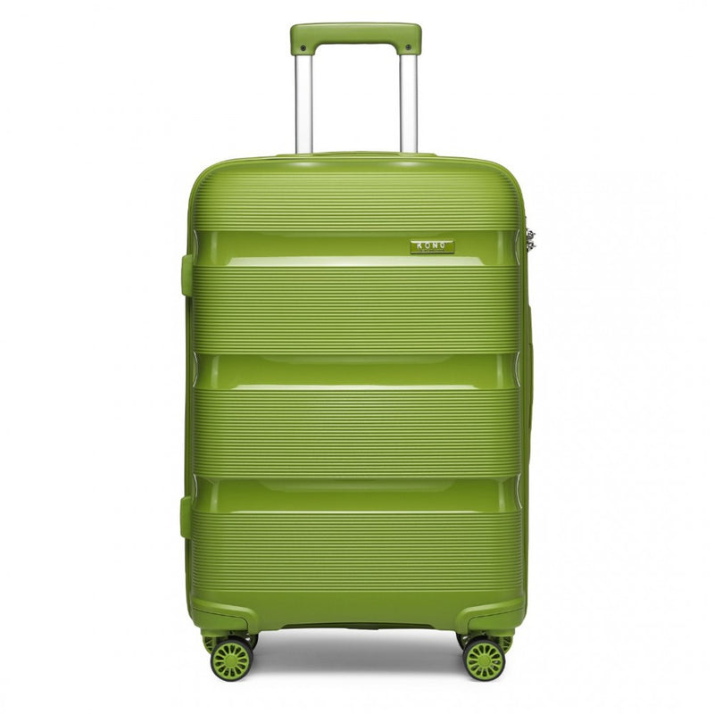 Kono 20 Inch Bright Hard Shell PP Carry-On Suitcase In Cabin Size - Green