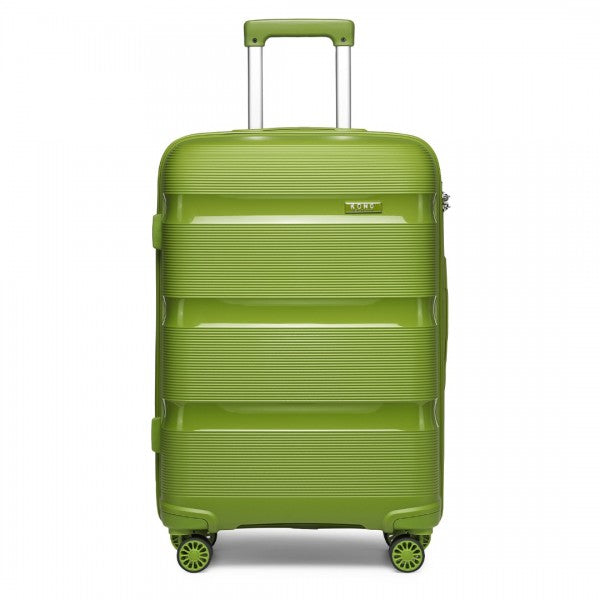 Kono 20 Inch Bright Hard Shell PP Carry-On Suitcase In Cabin Size - Green