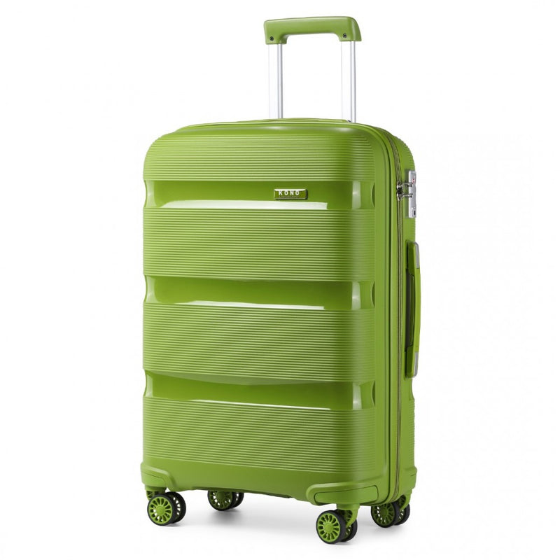 Kono 20 Inch Bright Hard Shell PP Carry-On Suitcase In Cabin Size - Green