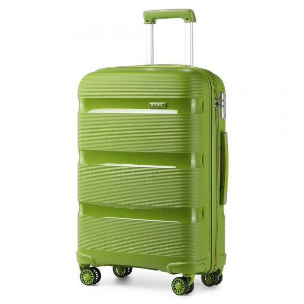 Kono 24 Inch Bright Hard Shell PP Suitcase - Classic Collection - Green