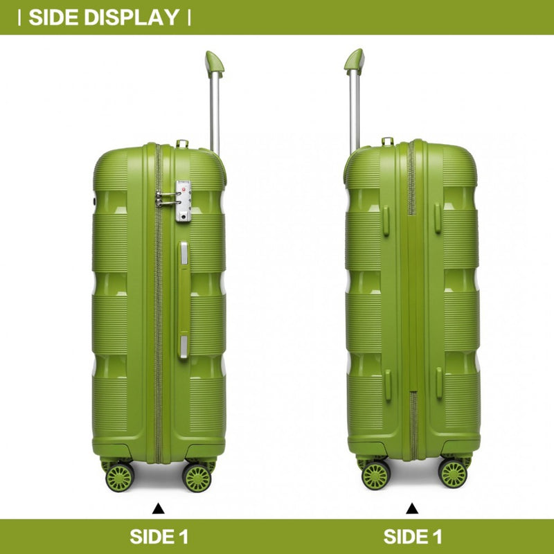 Kono 20 Inch Bright Hard Shell PP Carry-On Suitcase In Cabin Size - Green