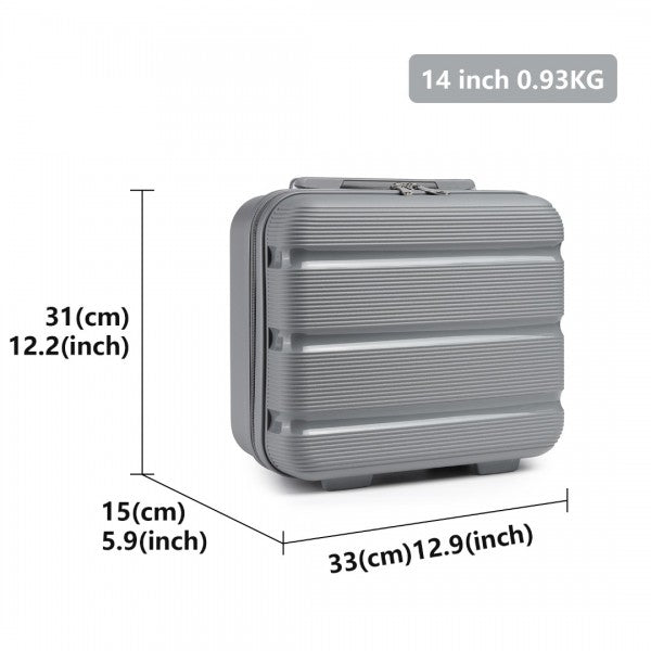 Kono 14 Inch Bright Hard Shell PP Vanity Case - Grey