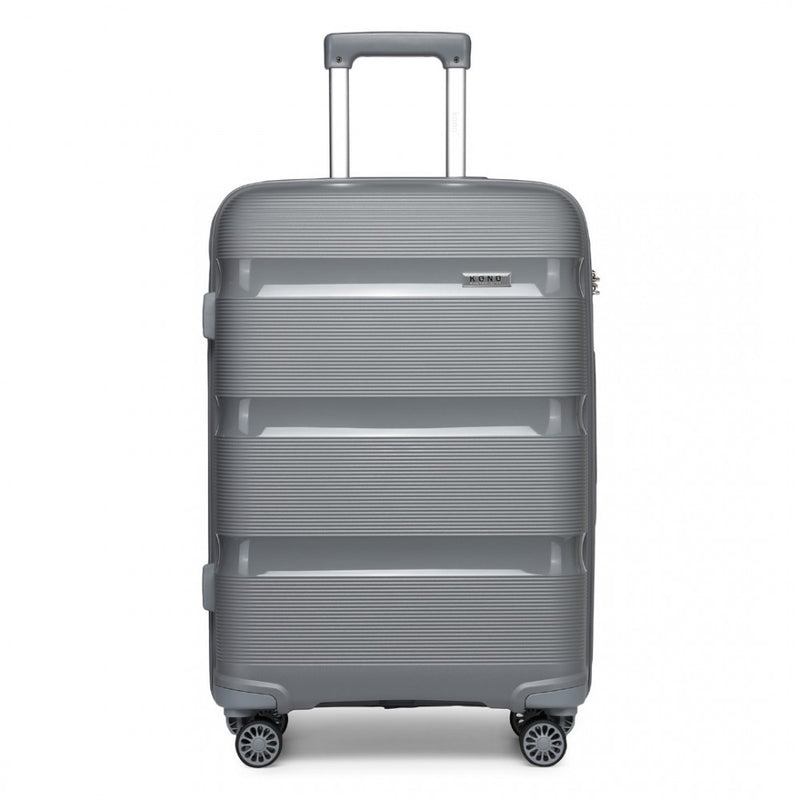 Kono 20 Inch Bright Hard Shell PP Carry-On Suitcase In Cabin Size - Grey