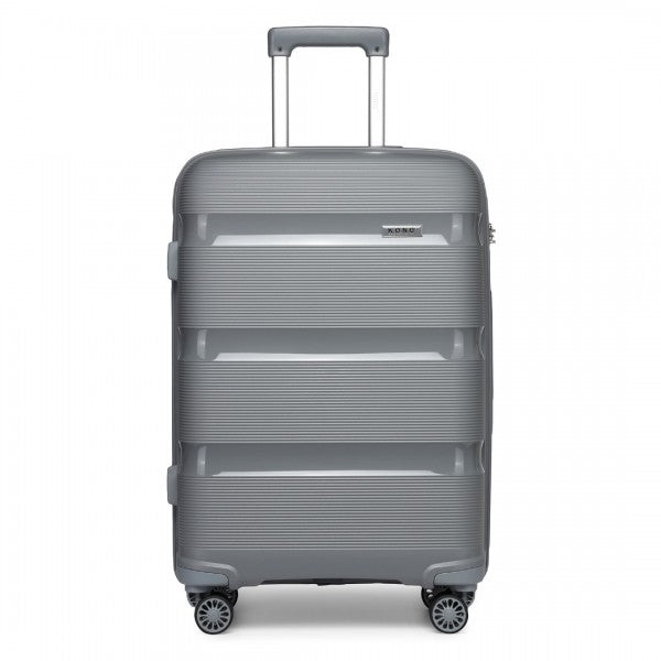 Kono 20 Inch Bright Hard Shell PP Carry-On Suitcase In Cabin Size - Grey