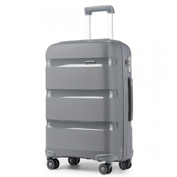 Kono 20 Inch Bright Hard Shell PP Carry-On Suitcase In Cabin Size - Grey