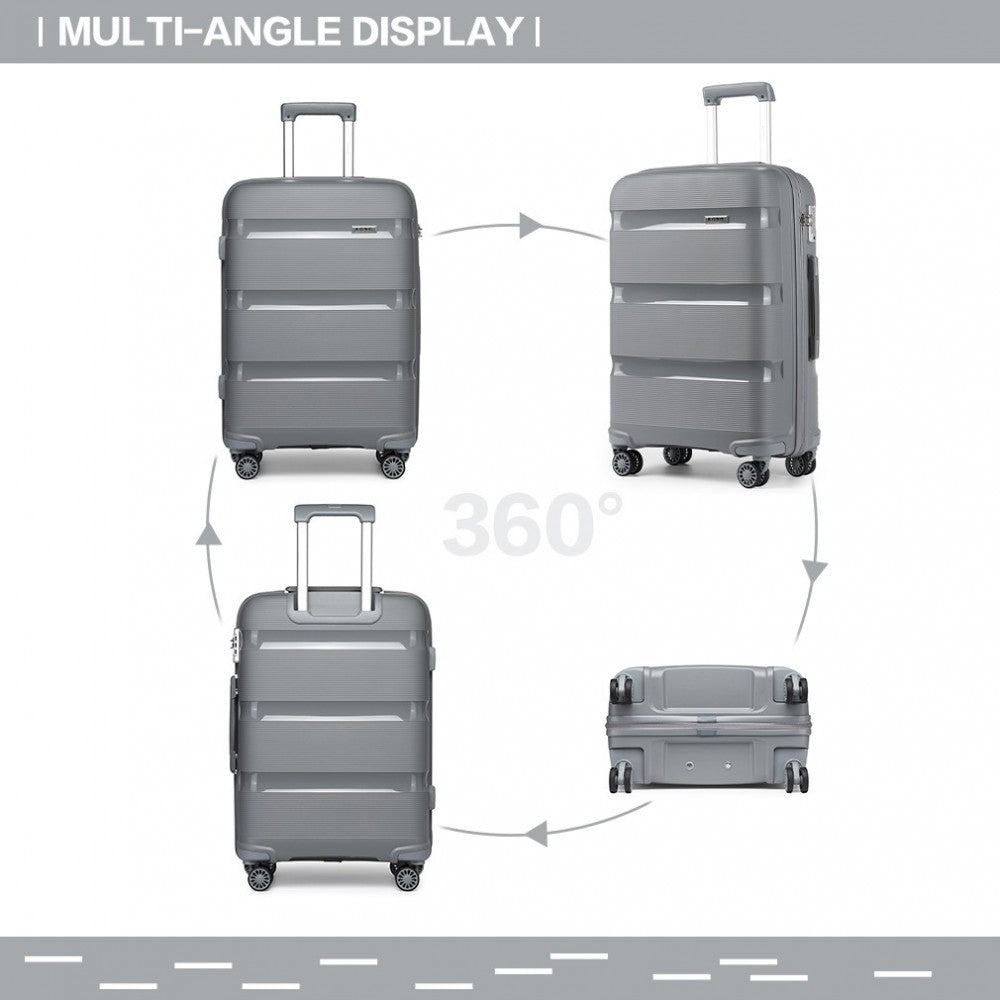 bag  Kono 20 Inch Bright Hard Shell PP Carry-On Suitcase In Cabin Size - Grey Moda Bags Moda Bags