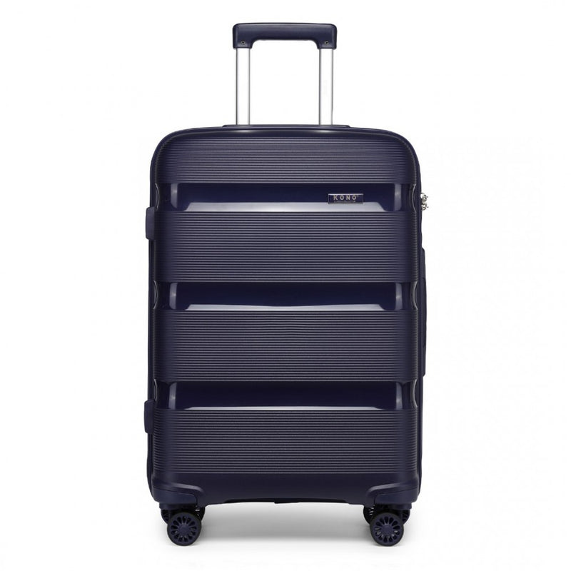 Kono 20 Inch Bright Hard Shell PP Carry-On Suitcase In Cabin Size - Navy