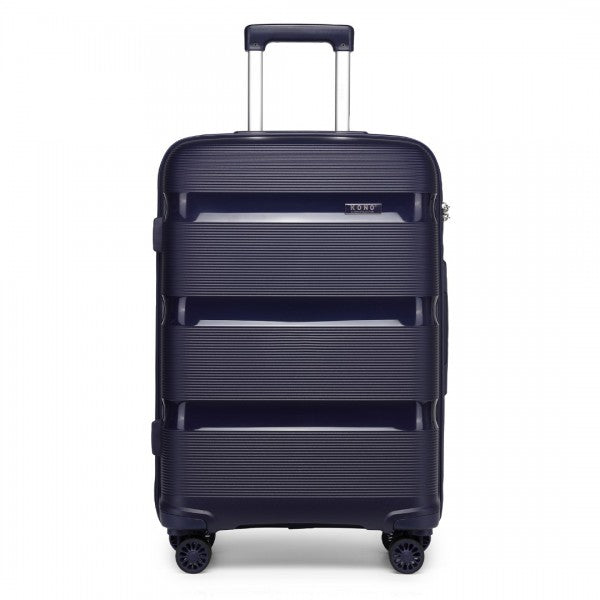 Kono 20 Inch Bright Hard Shell PP Carry-On Suitcase In Cabin Size - Navy