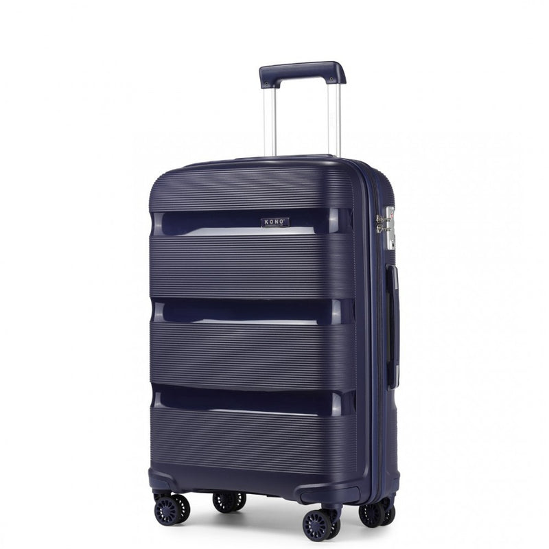 Kono 20 Inch Bright Hard Shell PP Carry-On Suitcase In Cabin Size - Navy