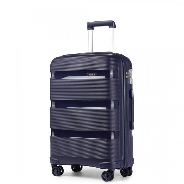 Kono 20 Inch Bright Hard Shell PP Carry-On Suitcase In Cabin Size - Navy