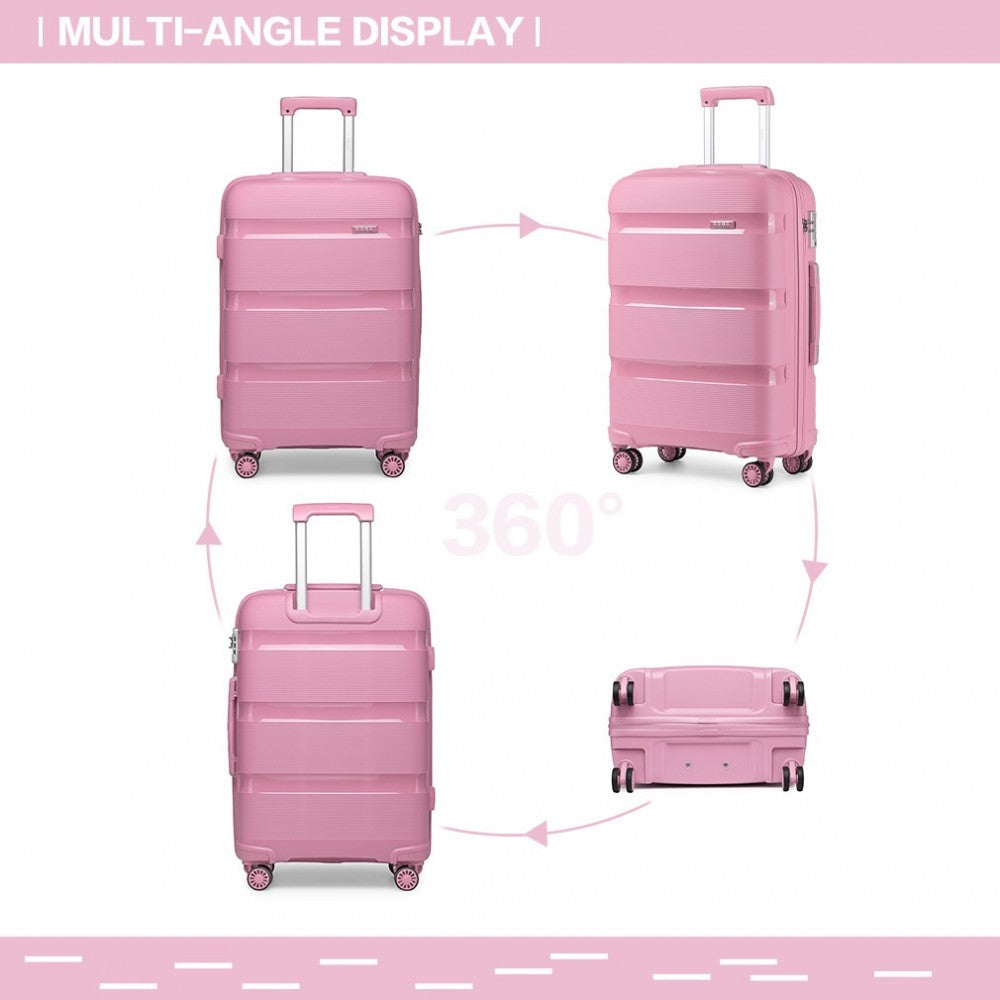 bag  Bright Hard Shell PP Suitcase 3 Pieces Set - Classic Collection - Pink Moda Bags Moda Bags