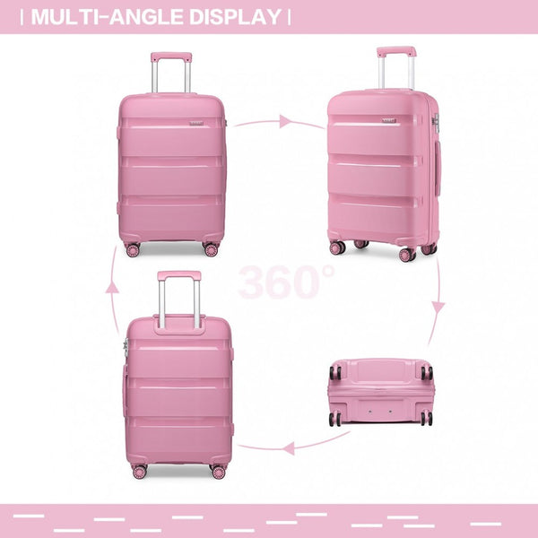 Bright Hard Shell PP Suitcase 3 Pieces Set - Classic Collection - Pink