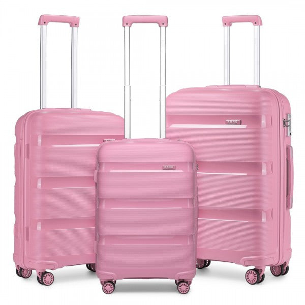 bag  Bright Hard Shell PP Suitcase 3 Pieces Set - Classic Collection - Pink Moda Bags Moda Bags