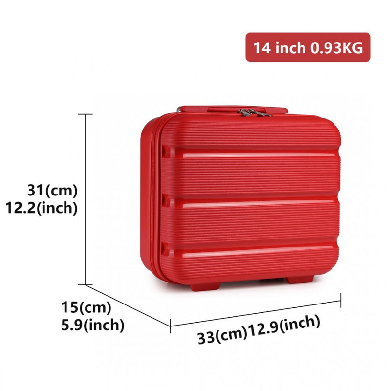 Kono 14 Inch Bright Hard Shell PP Vanity Case - Red