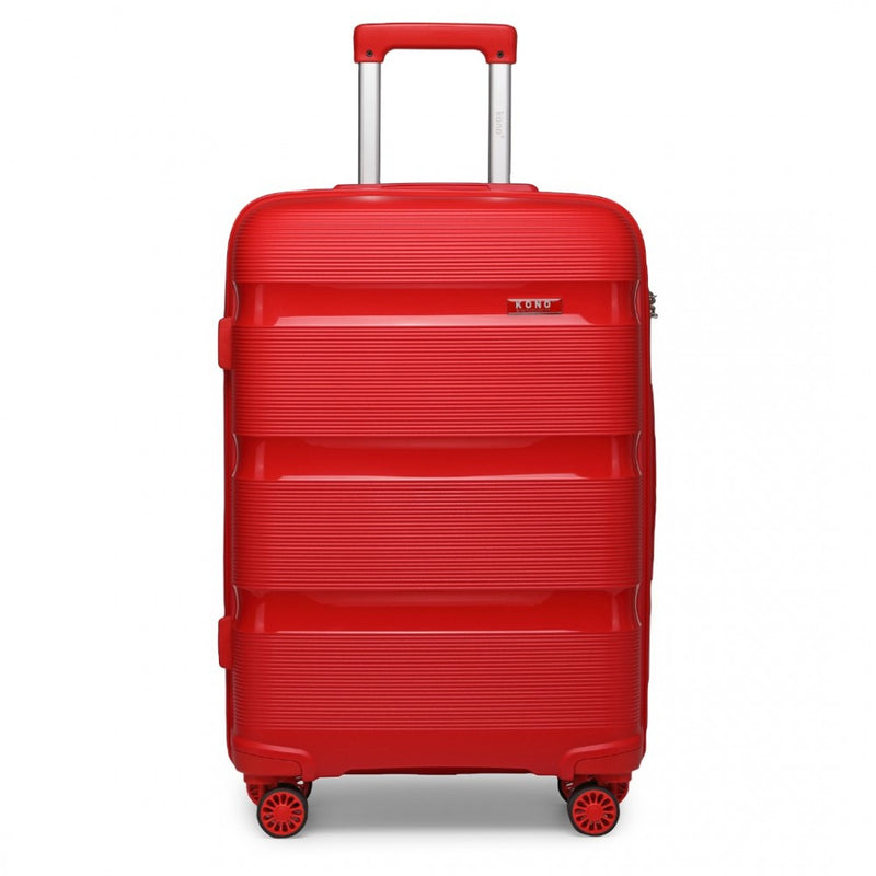 Kono 20 Inch Bright Hard Shell PP Carry-On Suitcase In Cabin Size - Red