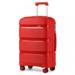 Kono 20 Inch Bright Hard Shell PP Carry-On Suitcase In Cabin Size - Red