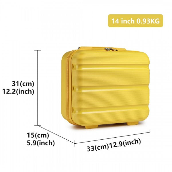 Kono 14 Inch Bright Hard Shell PP Vanity Case - Yellow