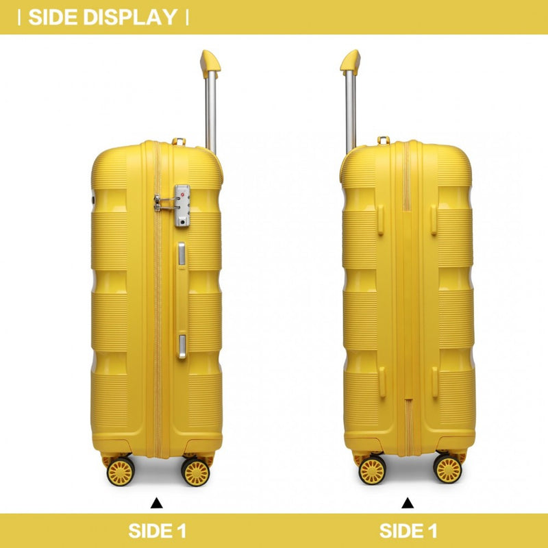 Kono 20 Inch Bright Hard Shell PP Carry-On Suitcase In Cabin Size - Yellow