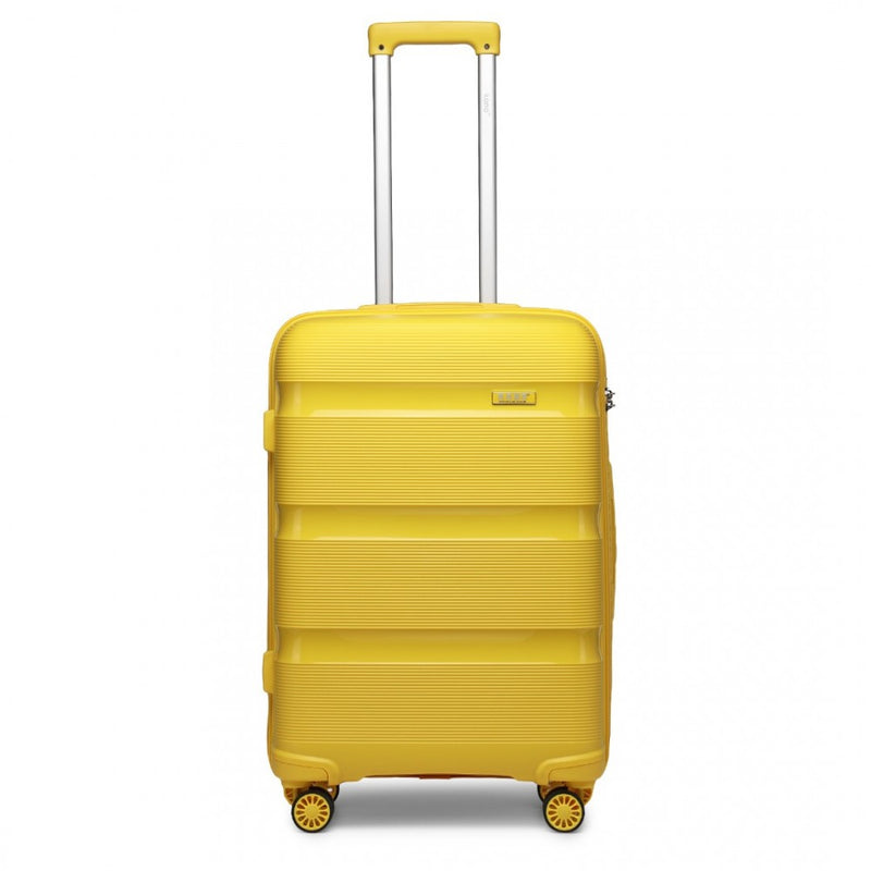 Kono 20 Inch Bright Hard Shell PP Carry-On Suitcase In Cabin Size - Yellow