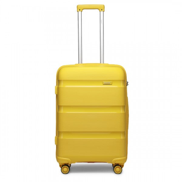 Kono 20 Inch Bright Hard Shell PP Carry-On Suitcase In Cabin Size - Yellow