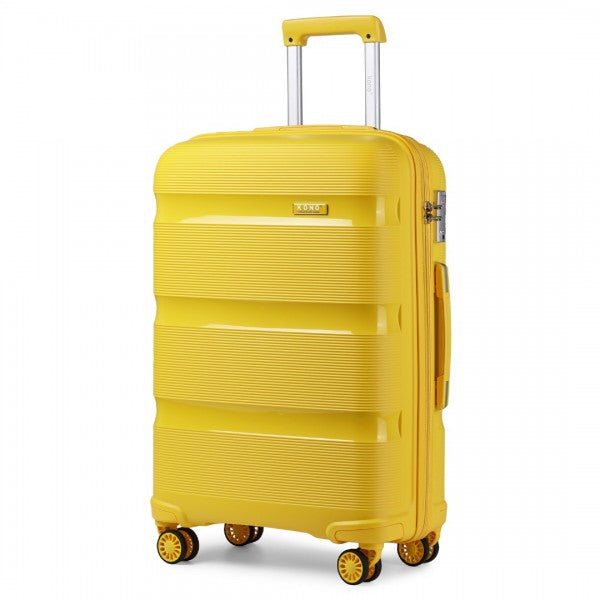 Kono 20 Inch Bright Hard Shell PP Carry-On Suitcase In Cabin Size - Yellow