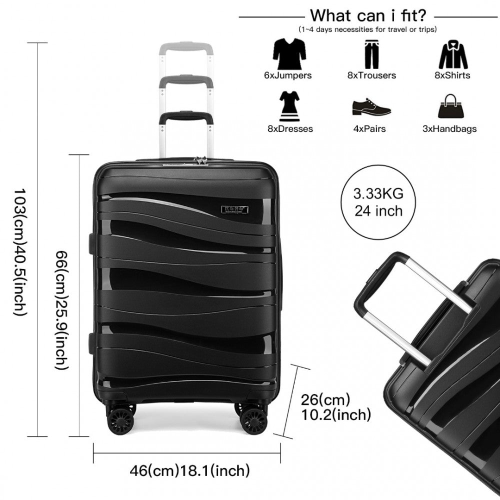 bag  Kono 24 Inch Lightweight Polypropylene Hard Shell Suitcase Moda Bags Moda Bags