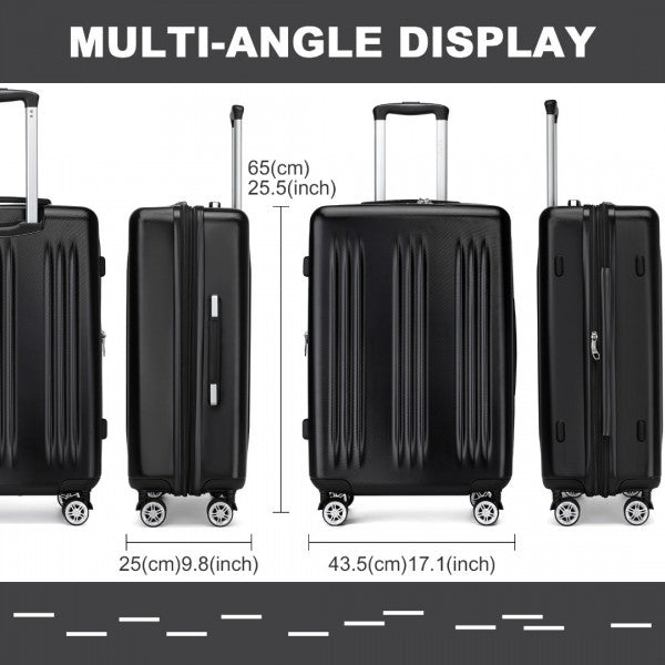 24 Inch Sleek Striped Check-In Suitcase