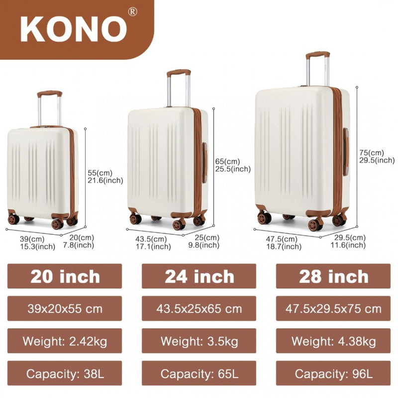 3 Piece Luggage Set 20/24/28 Inch Sleek