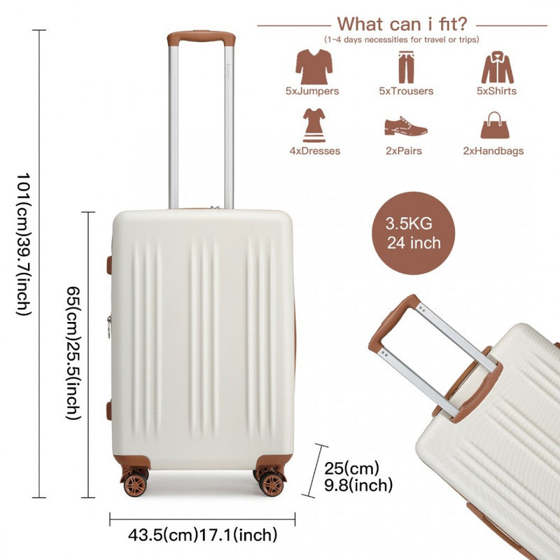 24 Inch Sleek Striped Check-In Suitcase