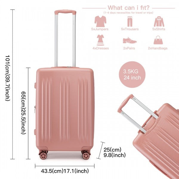 24 Inch Sleek Striped Check-In Suitcase