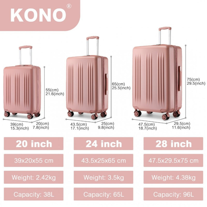 3 Piece Luggage Set 20/24/28 Inch Sleek