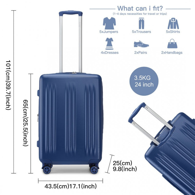 24 Inch Sleek Striped Check-In Suitcase